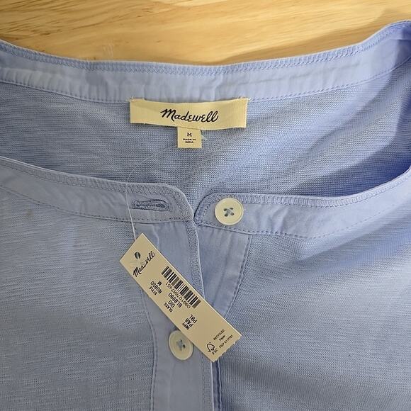 NWT Madewell Womens Bombay Relaxed Henley Long Sleeve Top Blue Size Medium NU850 - Picture 3 of 9